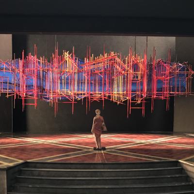 A photo of a model of the set design